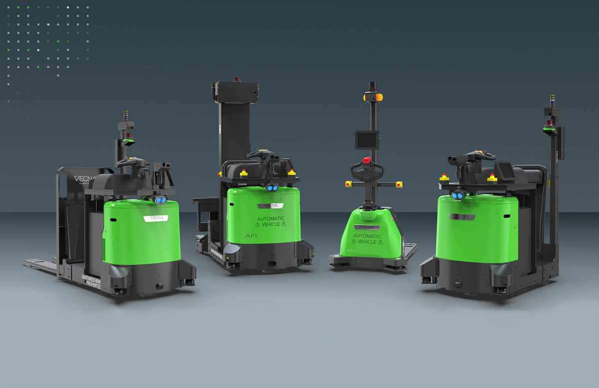 Rendering of 4 automatic guided vehicles