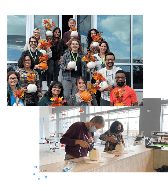 Photo of people holding pumpkins